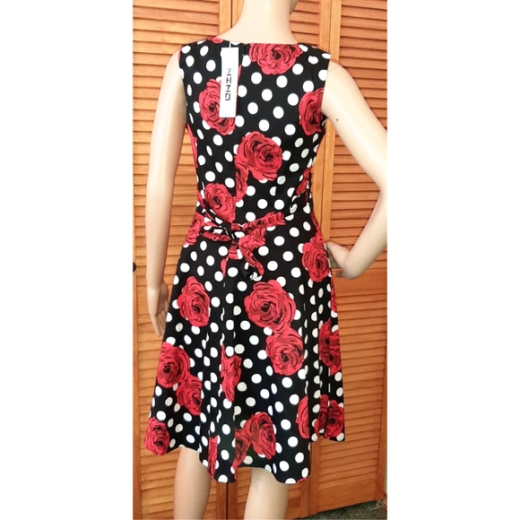 Owin Fashion New York, Black, Red and White Sleeveless Dress, Medium,  NWT - Picture 2 of 3